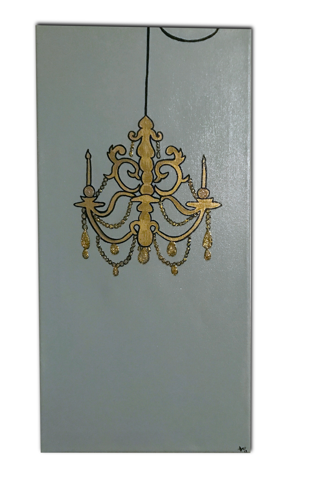 Black and gray chandelier on canvas